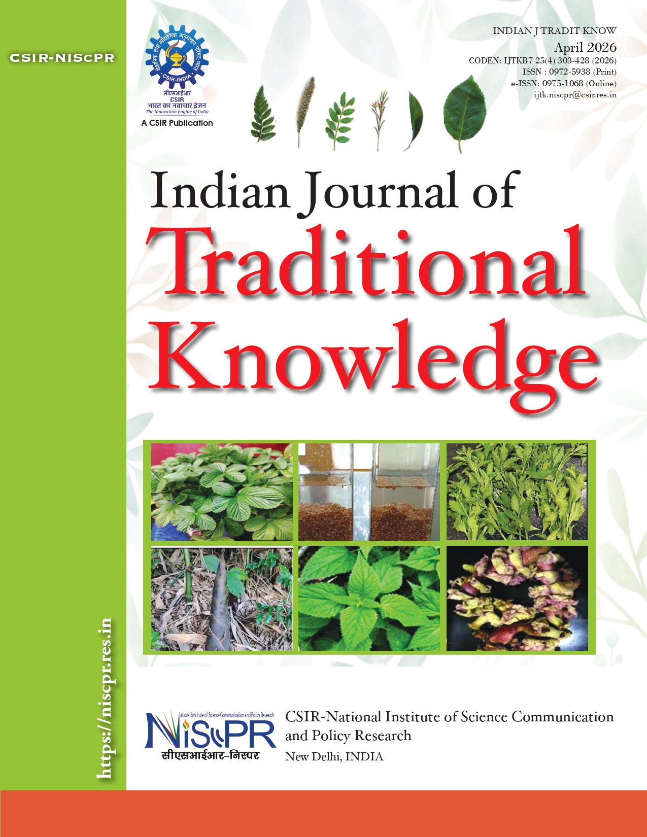 					View Vol. 25 No. 4 (2026): Indian Journal of Traditional Knowledge
				