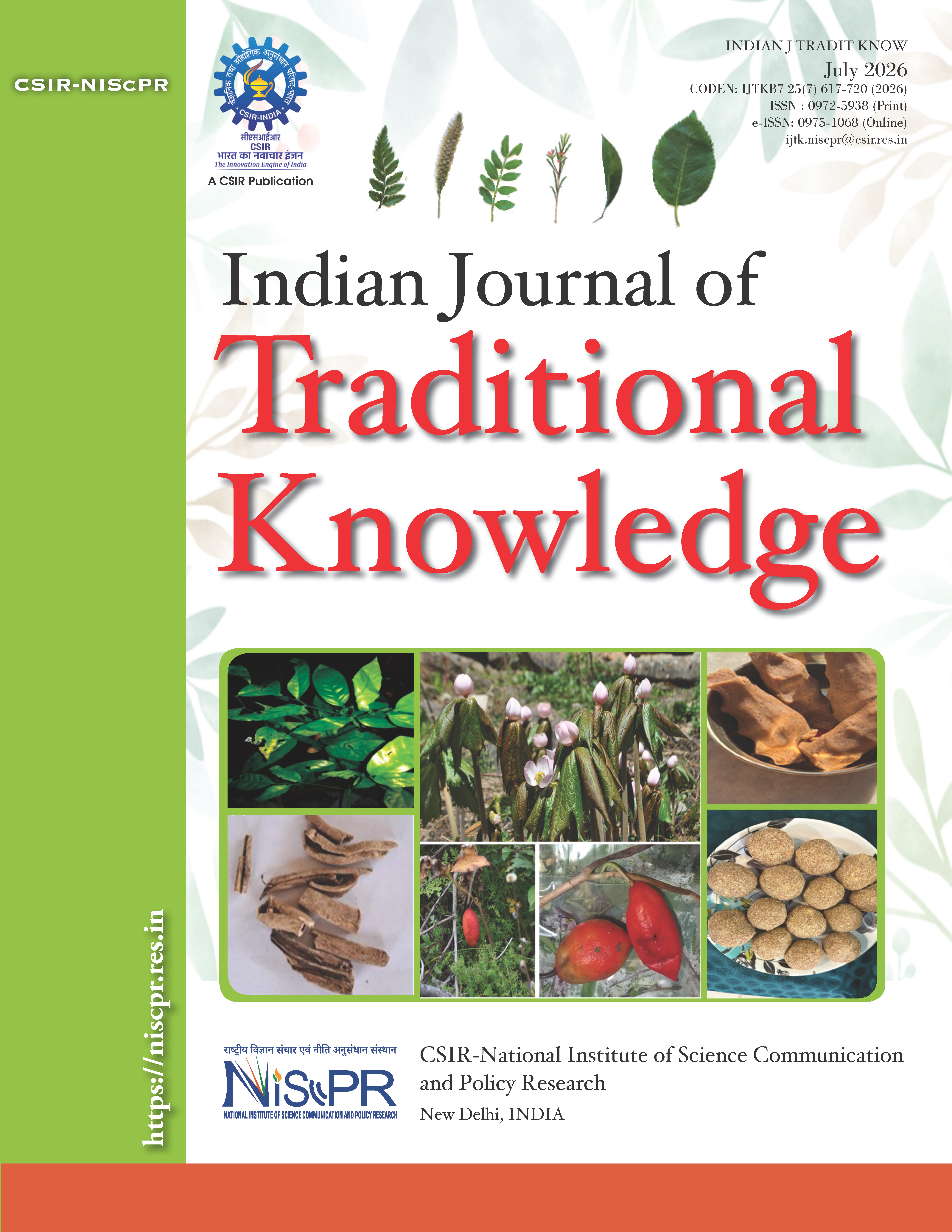 					View Vol. 25 No. 7 (2026): Indian Journal of Traditional Knowledge
				