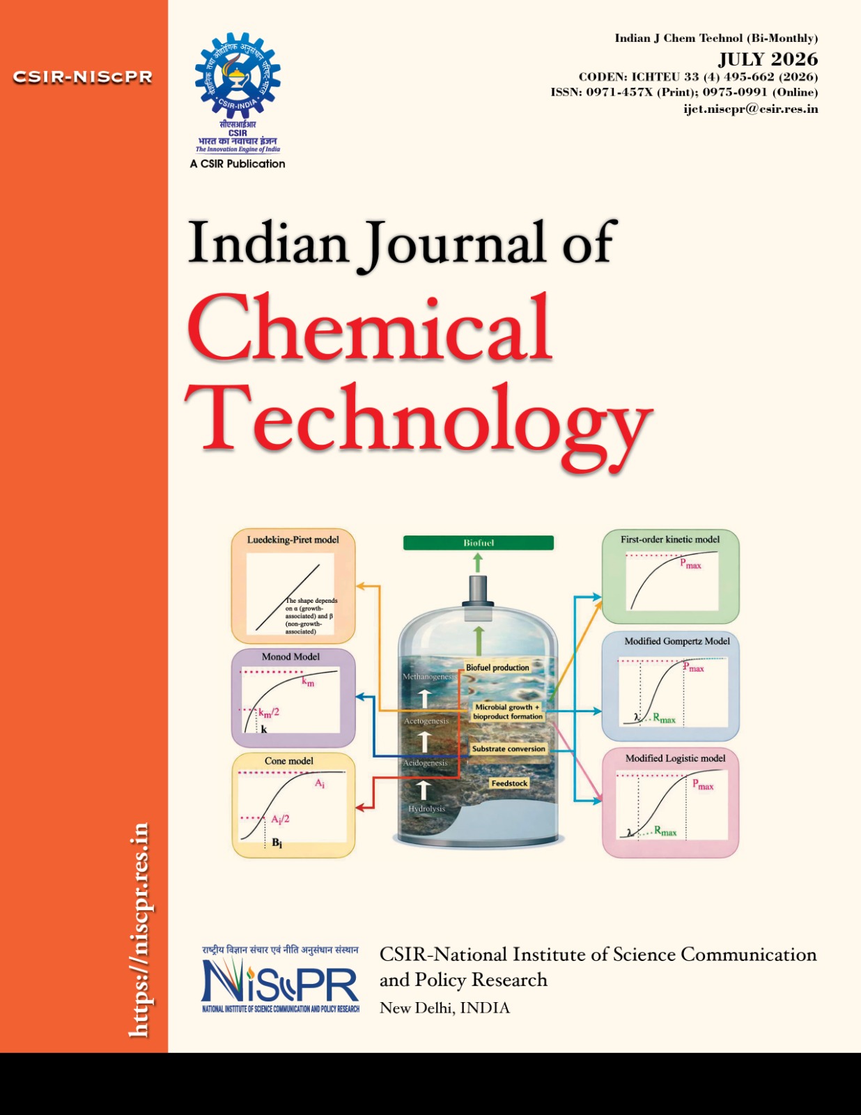 					View Vol. 33 No. 4 (2026): Indian Journal of Chemical Technology
				